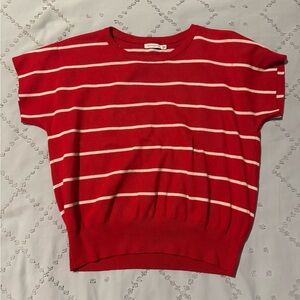 Red Striped Cap Sleeve Sweater